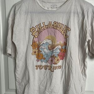 Billabong White Graphic Tee with Multicolor Design